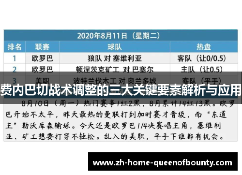 费内巴切战术调整的三大关键要素解析与应用